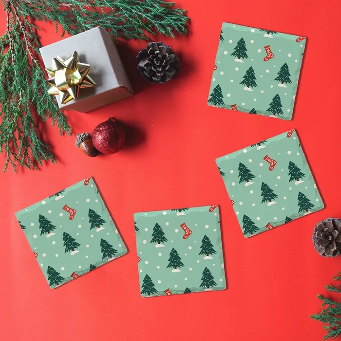 Holiday Christmas Tree | Drink Coaster Set