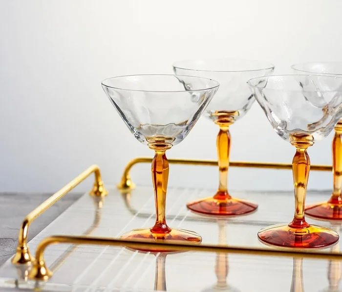 Hollywood Gold Fostoria Martini Glasses – Set of 4