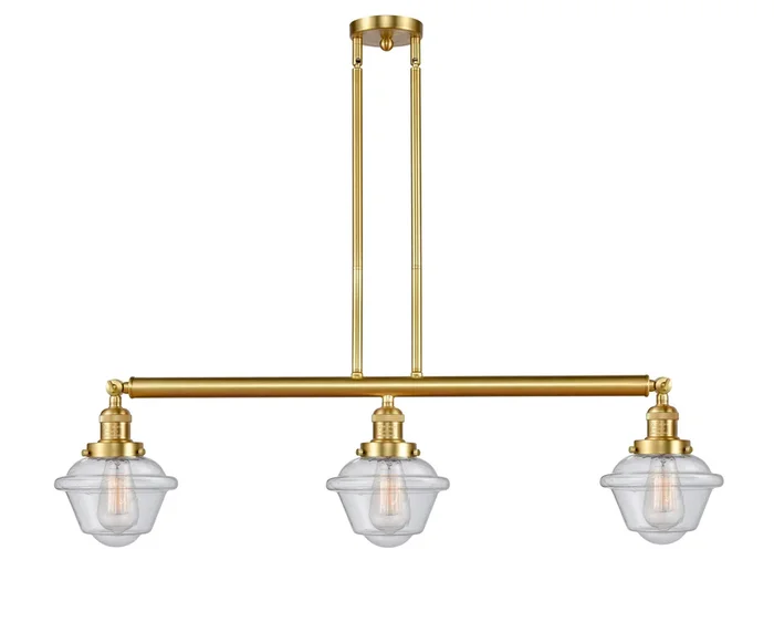 Innovations – 213-SG-G534 – Three Light Island Pendant – Franklin Restoration – Satin Gold – 213SGG534