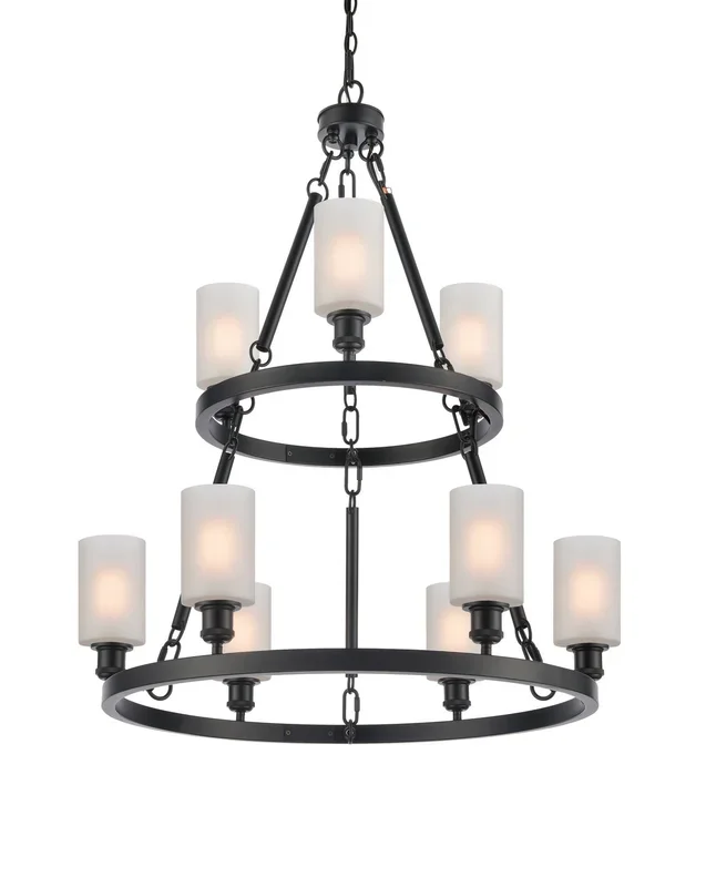 Innovations – 8203-BK-G801 – Nine Light Chandelier – Ballston – Matte Black – 8203BKG801