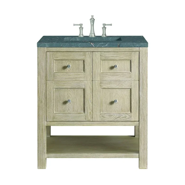 James Martin Vanities 30 Single Vanity, Whitewashed Oak w/ 3 CM Parisien Bleu Quartz Top