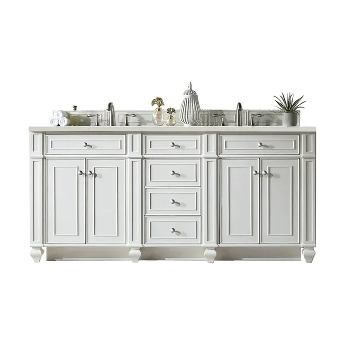 James Martin Vanities 72 Double Vanity, Bright White w/ 3 CM Lime Delight Quartz Top
