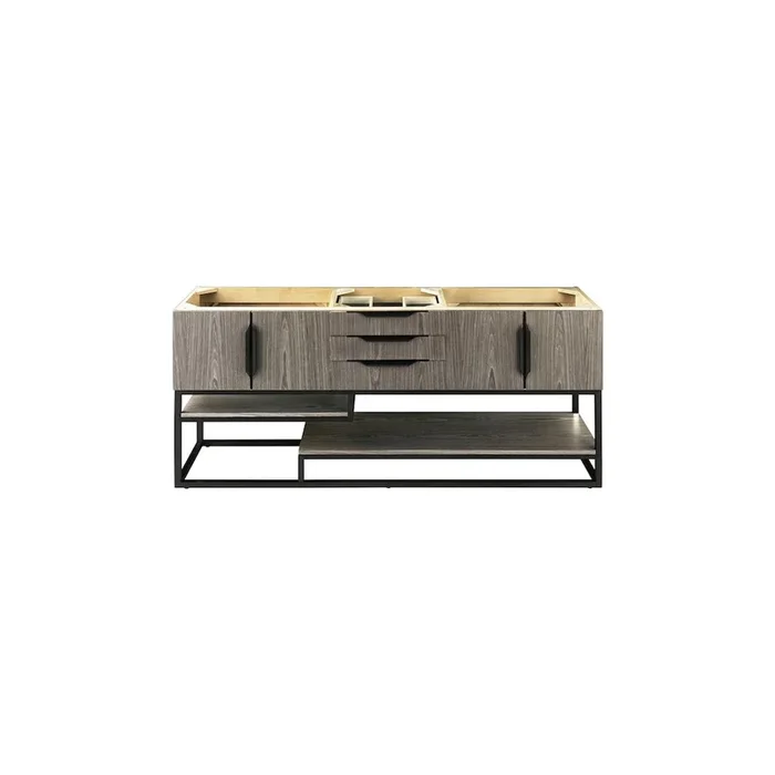 James Martin Vanities 72 Single Vanity, Ash Gray Cabinet, Matte Black