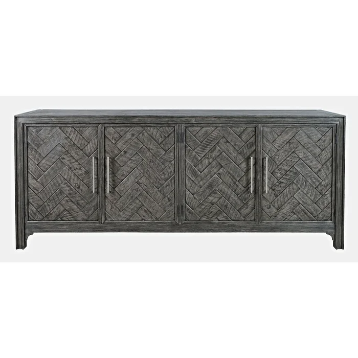 Jofran Gramercy Mid-Century Modern Chevron Four Door 79 Accent Cabinet