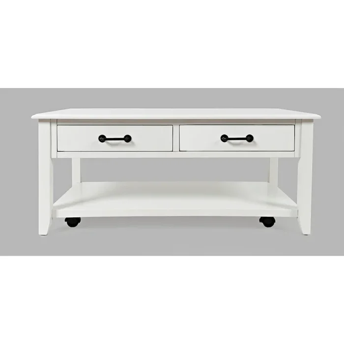 Jofran North Fork Acacia 2 Drawer Coffee Table with Casters