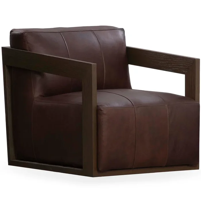 Joseph Leather Swivel Chair, Brown