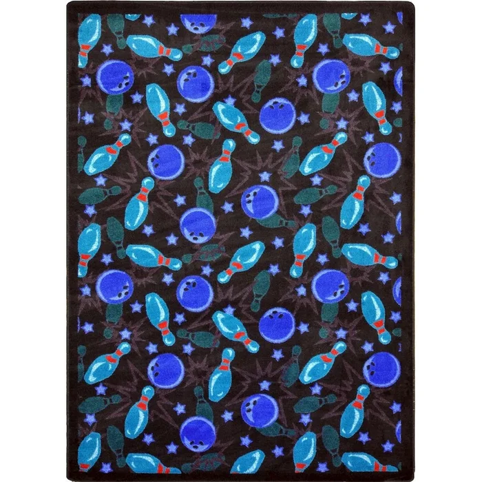 Joy Carpets Games People Play Retro Bowl 3’10 x 5’4 Area Rug in Color Cool Blue