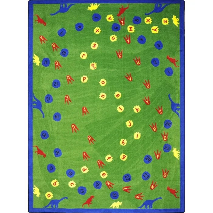 Joy Carpets Kid Essentials Dinosaur Walk 7’8 x 10’9 Area Rug in Color Multi