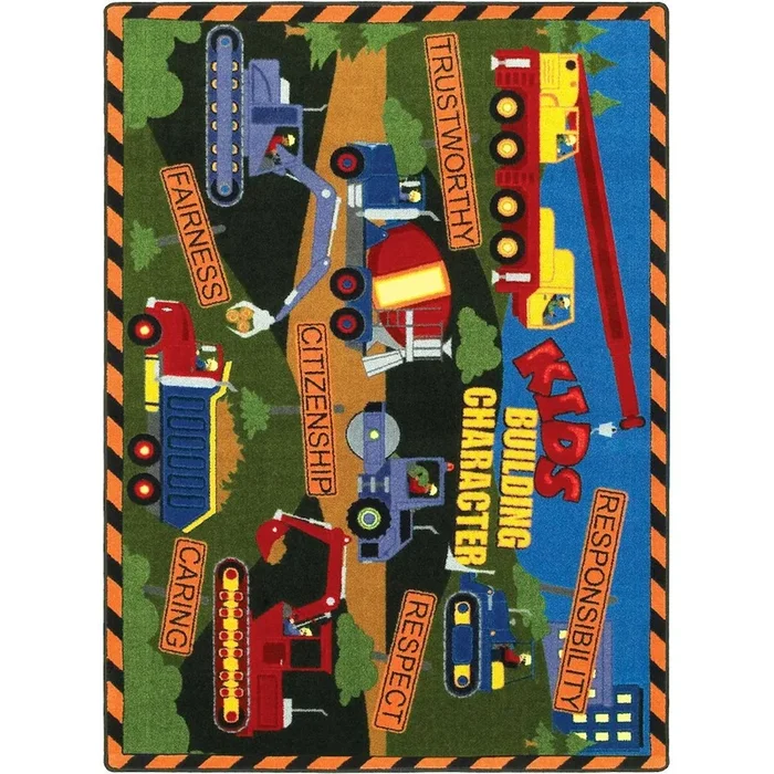 Joy Carpets Kid Essentials Kid’s Building Character 5’4 x 7’8 Area Rug in Color Multi