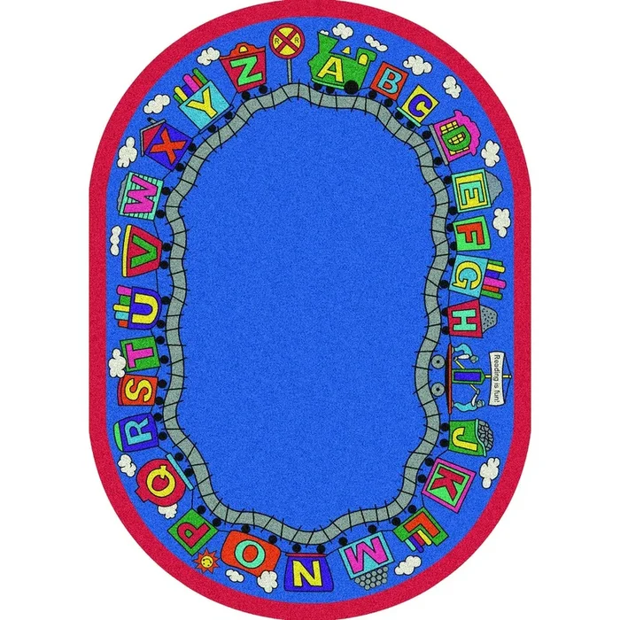 Joy Carpets Kid Essentials Reading Train 10’9 x 13’2 Oval Area Rug in Color Multi