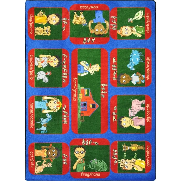 Joy Carpets Kid Essentials Signs on the Farm 10’9 x 13’2 Area Rug in Color Multi