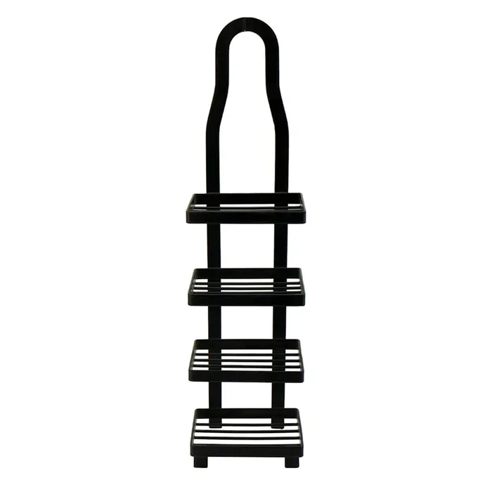 Keller Black 4 Tier Shower Soap Holder with Adhesive Sticker Hooks