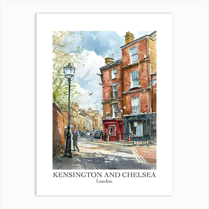 Kensington And Chelsea London Borough Street Watercolour 6 Poster Art Print by Cityscape Art Co.