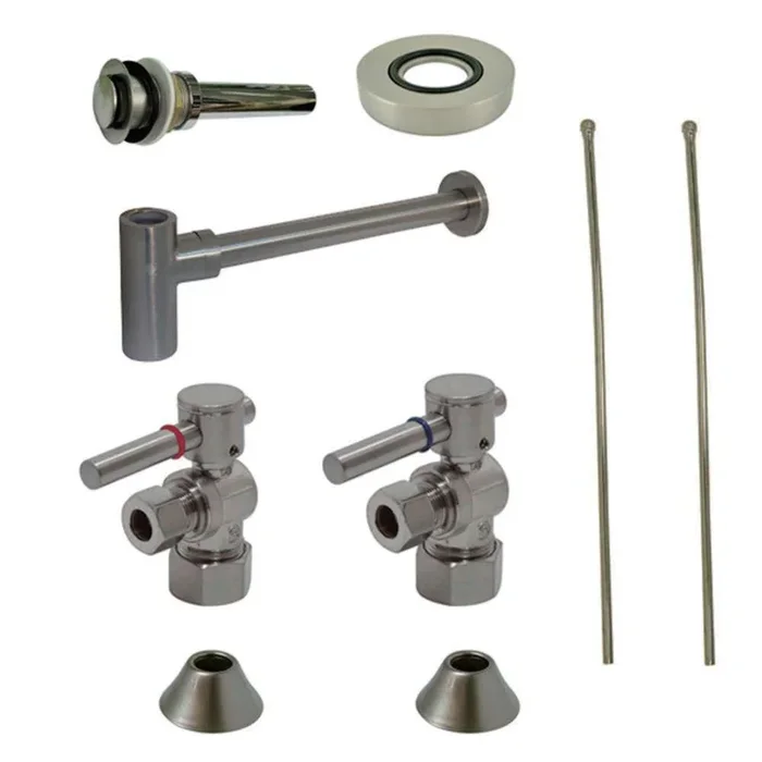 Kingston Brass CC53308DLVKB30 Modern Plumbing Sink Trim Kit with Bottle Trap and Drain, Brushed Nickel