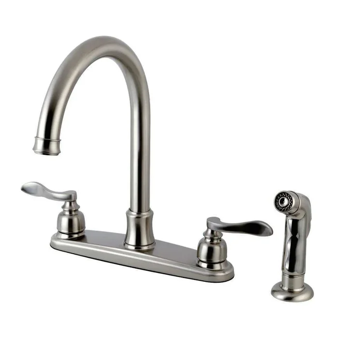 Kingston Brass FB7798NFLSP NuWave French 8-Inch Centerset Kitchen Faucet with Sprayer, Brushed Nickel