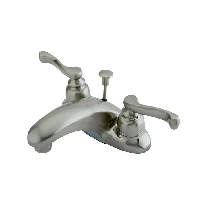 Kingston Brass KB628FL 4 in. Centerset Bathroom Faucet, Brushed Nickel