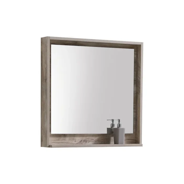 Kubebath Bosco 30 Framed Mirror With Shelve – Nature Wood Finish