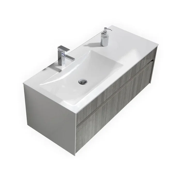 KubeBath Fitto 48 in. Ash Gray Wall Mount Modern Bathroom Vanity – Single Sink, S1200SHGASH