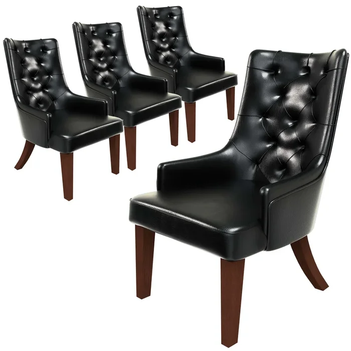 Leisuremod Spruce Collection Modern Wooden Dining Chair in Charcoal Grey Set of 4