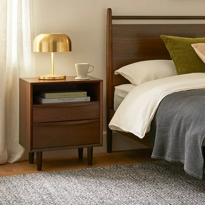 Lenia 2-Drawer Nightstand – Walnut