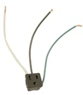 Leviton 15 Amp 125V NEMA 5-15R 2P 3W Snap-In Receptacle Straight Blade Grounding Leads 14 Gauge 6 Inch Long Wired Black (1374-1)
