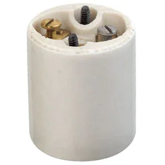 Leviton Medium Base One Piece Keyless Incandescent Glazed Porcelain Lamp Holder Mounting Screws Single Circuit Back Wired Spring Center Contact White (10035)