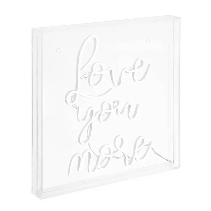 Love You More 15″ Square Contemporary Glam Acrylic Box USB Operated LED Neon Light