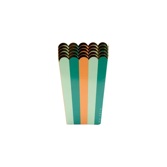 Ma Fete Disposable Paper Striped Popcorn and Treat Boxes, (12)