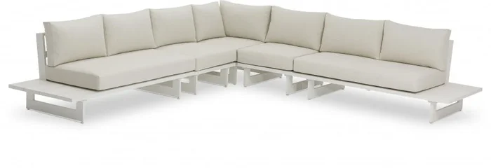 Maldives 129.5 ” Water Resistant Fabric Upholstered Outdoor Patio 5pc. Modular Sectional