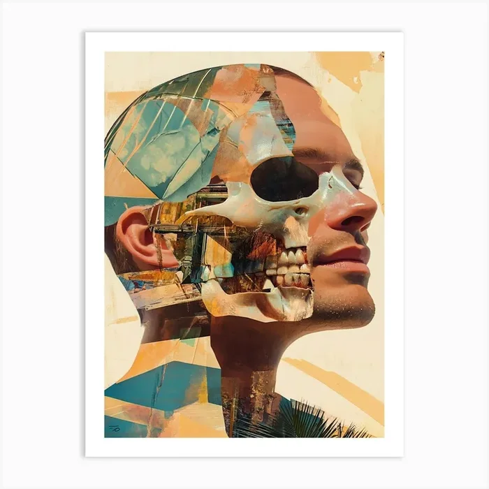 Man With A Skull Collage Art Print by ThatWorksMedia