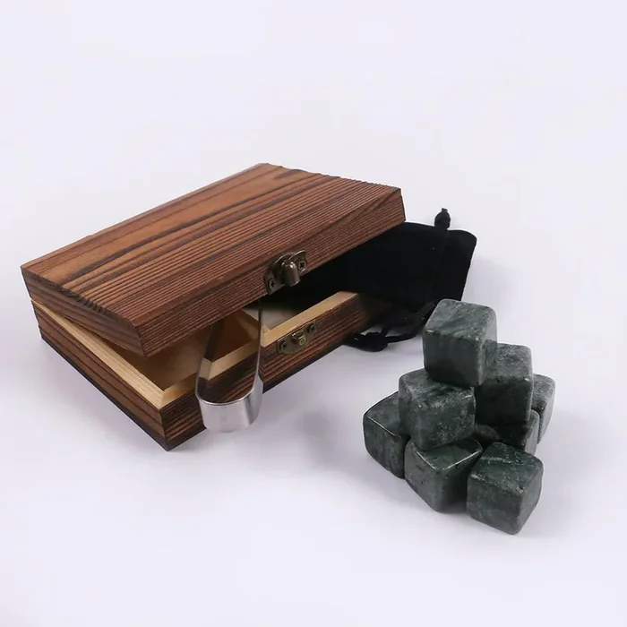 Marble Whiskey Stone Set Novelty Reusable Whiskey Stones Green 9 Piece