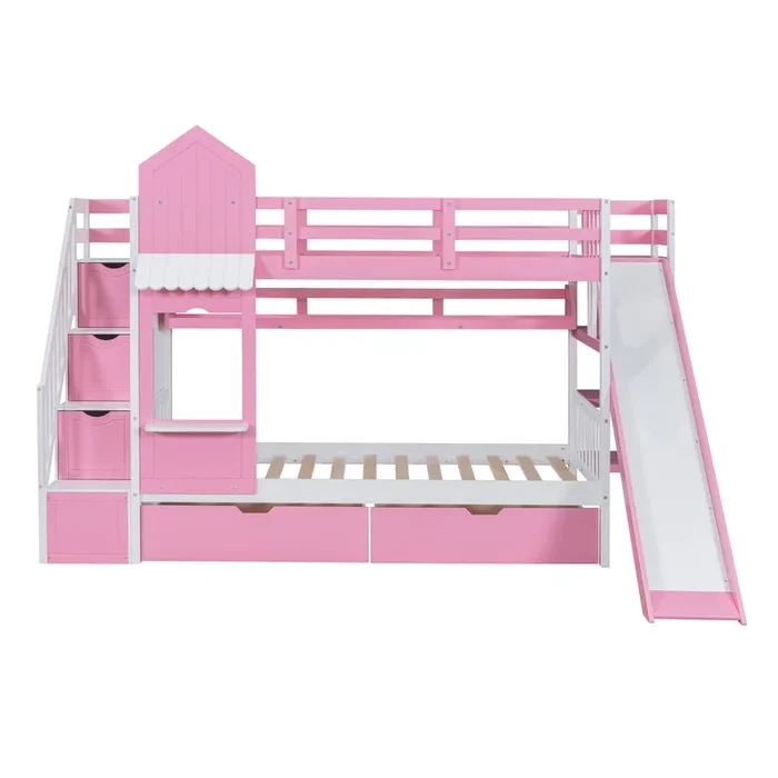 Merax Castle Bunk Bed with 2 Drawers