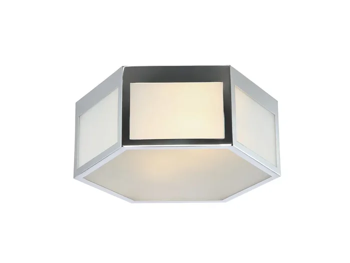 Minimo Hexagon Metal/Frosted Glass LED Flush Mount