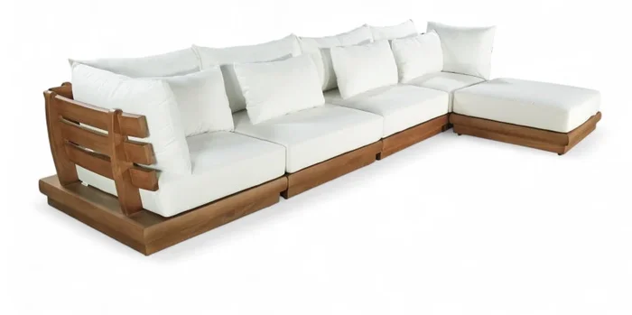 Mirella 149.75 ” Water Resistant Fabric Upholstered 5pc. Outdoor Patio Modular Sectional
