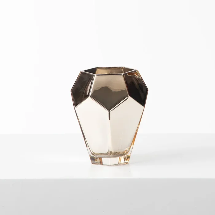 Modern Geometric Gold Mirrored Flower Vase