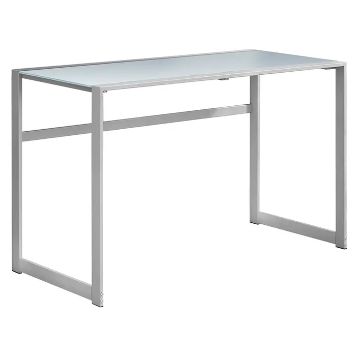 Monarch Specialties Computer Desk, Home Office, Laptop, 48″L, Work, Metal, Tempered Glass, Grey, Contemporary, Modern