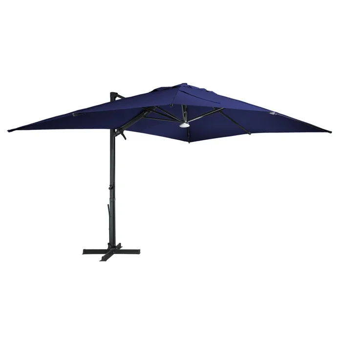 MONDAWE 13ft Square Solar LED Cantilever Patio Umbrella with Bluetooth Light for Outdoor Shade