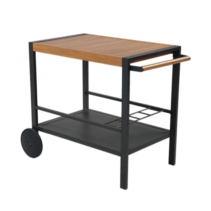 Mondawe Aluminum 29“ High Wine Trolley, Multi functional Storage Space With Wheels Bar Cart
