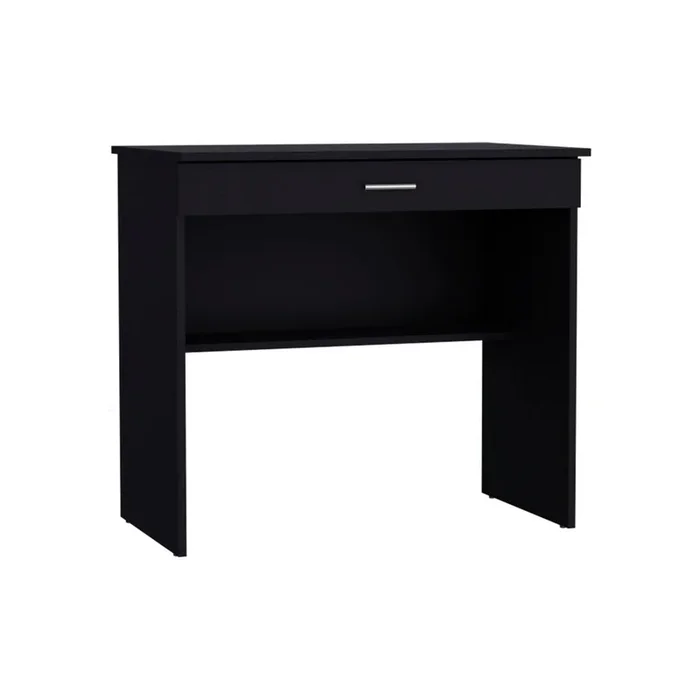 Montana Storage Desk, Spacious Stylish with Drawer and Shelf, Black -Office