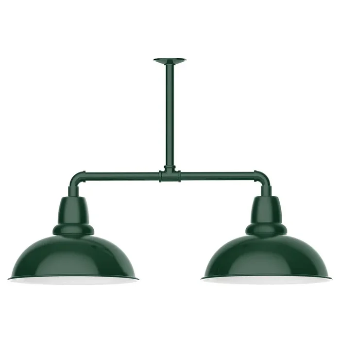 Montclair Light Works – MSD108-42-W16 – Two Light Pendant – Cafe – Forest Green – MSD10842W16