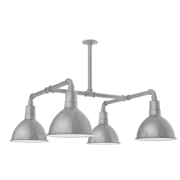 Montclair Light Works – MSP115-49-G06 – Four Light Pendant – Deep Bowl – Painted Galvanized – MSP11549G06