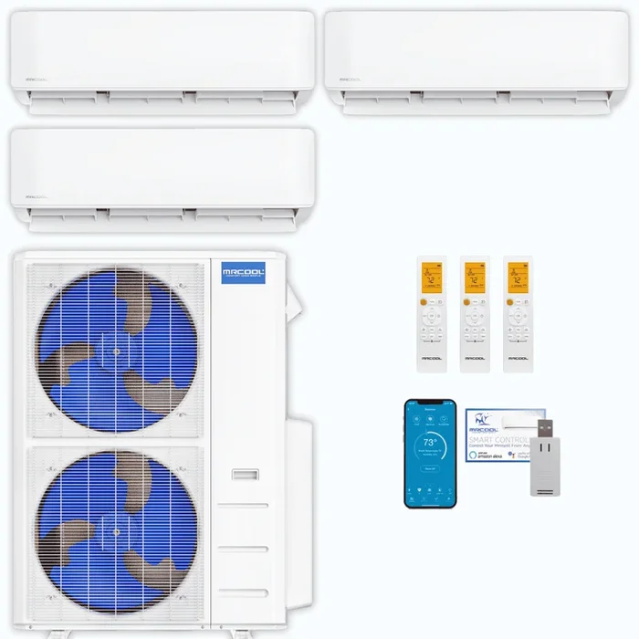 MRCOOL DIY 5th Gen 3-Zone 39,000 BTU Ductless Mini Split Air Conditioner & Heat Pump (9K+12K+18K), DIY3-B-48HP