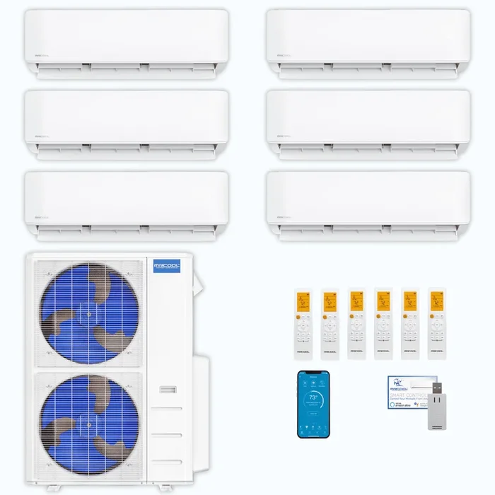 MRCOOL DIY 5th Gen 6-Zone 36,000 BTU Ductless Mini Split Air Conditioner & Heat Pump (6K+6K+6K+6K+6K+6K), DIY6-B-48HP