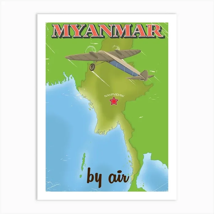Myanmar By Air Art Print by Nicks emporium