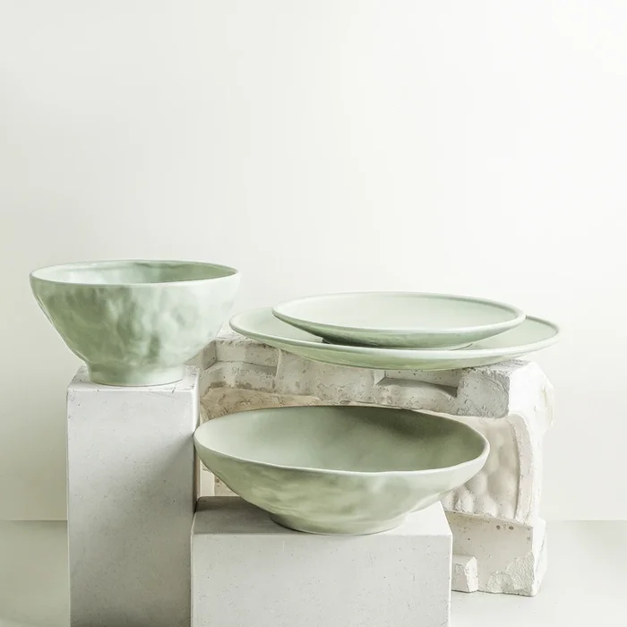 Nendo Stoneware Dinnerware Set – Sage-Grey