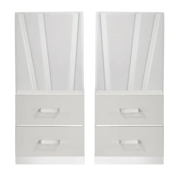 New Classic Furniture Europa Wood 2 Nightstand with Panels, White
