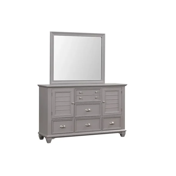 New Classic Furniture Jamestown Wood 5-Drawer Dresser with Mirror, Gray