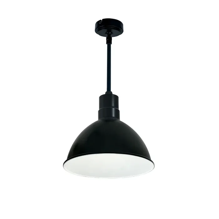 Nora 10 Inch RLM 60 Inch Stem Mounted LED Shade 3000Lm 4000K Black/White 120V 0-10V/Triac/ELV And 277V 0-10V Dimming (NRLM-10ST3040BWLE4/60)