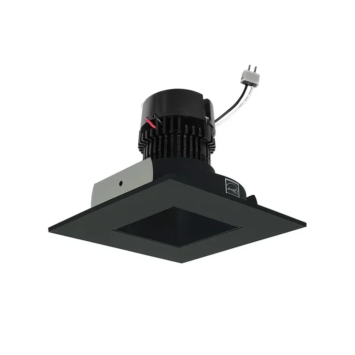 Nora 4 Inch Pearl Low Voltage LED Square Retrofit Reflector Square Aperture 650Lm 11W Comfort Dim Black Reflector/Black Flange (NPRLV-4SNDSQCDXBB)