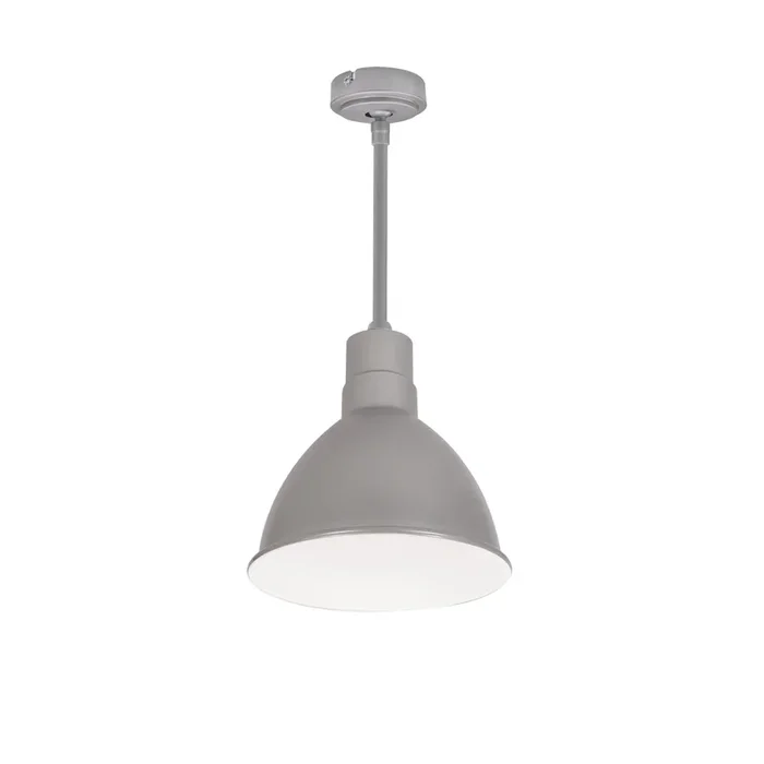 Nora 8 Inch RLM 96 Inch Stem Mounted LED Shade 2200Lm 3000K Gun Metal/White 120V 0-10V/Triac/ELV And 277V 0-10V Dimming (NRLM-8ST1830GMWLE4/96)